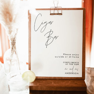 Poster Símbolo de Bar de Charuto, Casamento Minimalista M