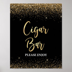 Poster Símbolo de Bar de Cigarro Confetti Preto e Dourado
