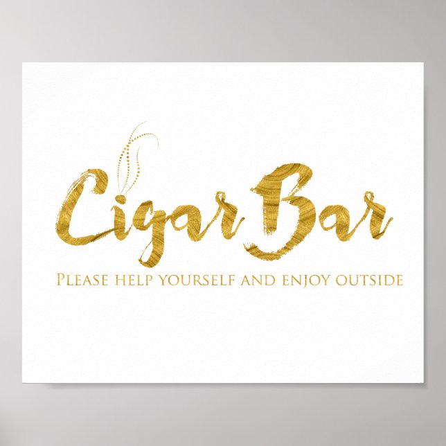 Poster Símbolo de Bar de Cigarro - Faux Gold Foil Shimmer (Frente)