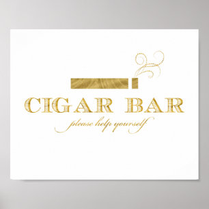 Póster Símbolo de Bar de Cigarro - Faux Gold Foil Shimmer