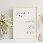 Poster Símbolo de Bar de Deserto de Casamento Minimalista<br><div class="desc">Sinal de menu de bar de sobremesa projetado por personalização,  com design minimalista preto e branco.</div>