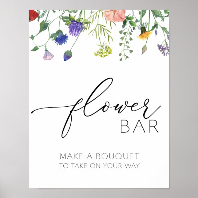 Poster Símbolo de Bar de Flores e Flores de Abelhas (Frente)