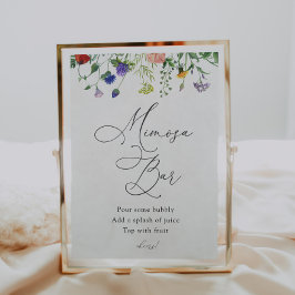 Poster Símbolo de Bar de Flores Selvagens e Abelhas Mimos