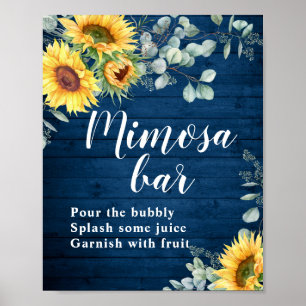 Poster Símbolo de Bar de Watercolor Sunflower Eucalyptus