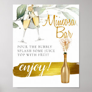 Poster Símbolo de Bar Eucalyptus Dourado Bridal Brunch Mi