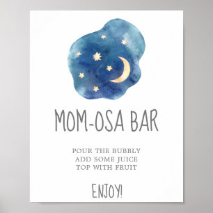 Poster Símbolo de Bar Mãe-osa Chá de fraldas de Lua e