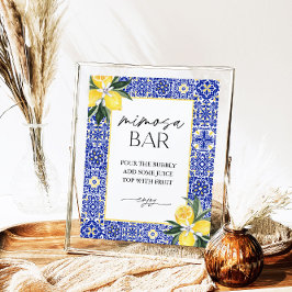 Poster Símbolo de Bar Mimosa - Chá de panela Azul Italian