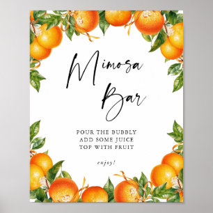 Poster Símbolo de Bar Mimosa do chá de panela Citrus