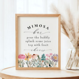 Poster Símbolo de Bar Mimosa do Chá de panela de flor sel