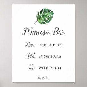 Poster Símbolo de Bar Mimosa do Chá de panela Tropical Se