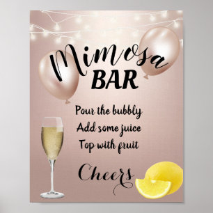 Poster Símbolo de Bar Mimosa Dourado Rosa moderno