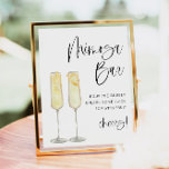 Poster Símbolo de Bar Mimosa Mínimo Bohemian Bridal<br><div class="desc">Este bar mimosa apresenta duas mimosas estilhaçadas,  um fofo bonito escrito à mão,  e uma design minimalista moderna. Altere facilmente a fonte e a cor de fundo para corresponder ao seu evento. Isto é perfeito para um casamento,  chá,  chá de panela,  festa de noivado ou qualquer outro evento especial.</div>