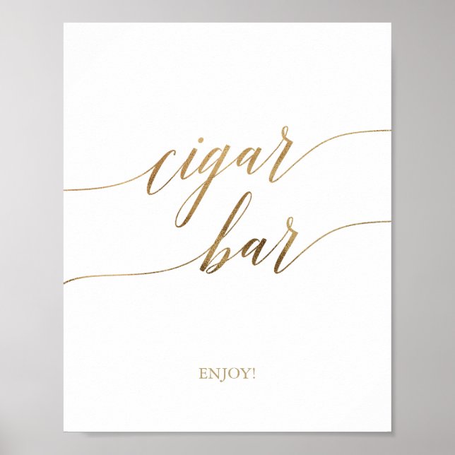 Poster Símbolo de Bar para Caligrafia Dourada Elegante (Frente)