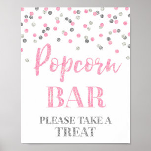 Poster Símbolo de Bar Ppipoca de Prata Rosa Confetti