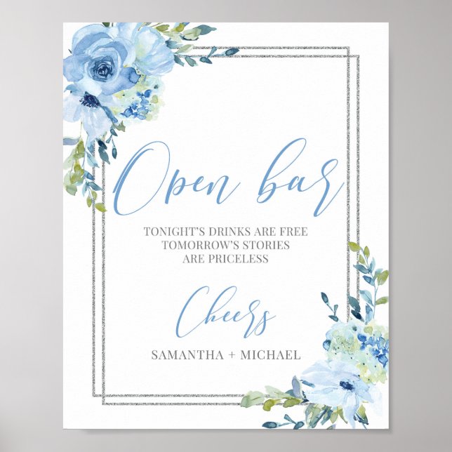 Poster Símbolo de bar verde-prateado, azul Dustu, pratead (Frente)