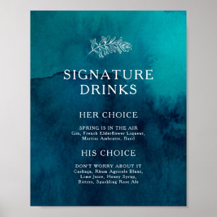 Poster Símbolo de bebidas a cores do oceano temperado