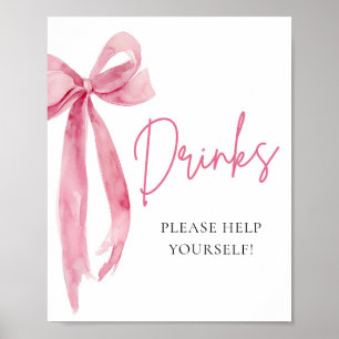 Poster Símbolo de Bebidas de Arco Rosa Elegante com Cobra
