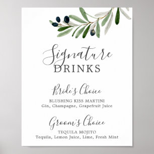 Poster Símbolo de Bebidas de Assinatura de Branqueamento