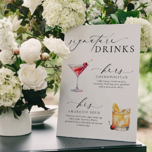 Poster Símbolo de bebidas de assinatura mínima moderna El