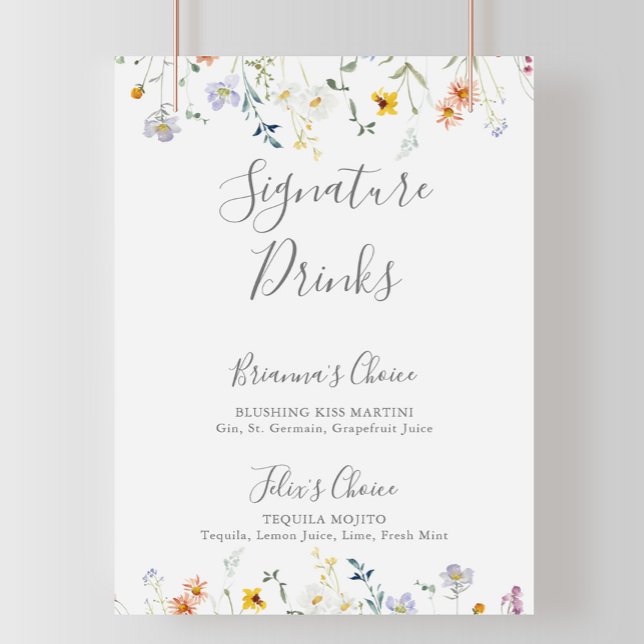 Poster Símbolo de Bebidas Florais Multicolores Selvagens (Criador carregado)