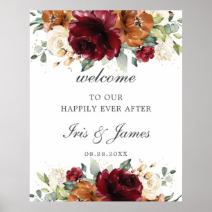 Poster Símbolo de Boas-vindas ao Casamento Floral de Ora
