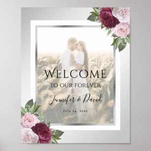 Poster Símbolo de boas-vindas ao casamento Floral de Silv