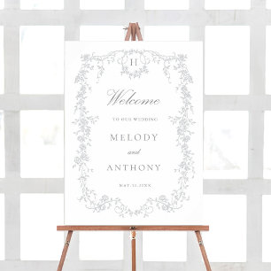 Poster Símbolo de Boas-vindas ao Casamento Floral Francês