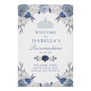 Póster Símbolo de Boas-Vindas Azul Quinceanera