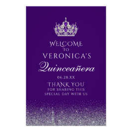 Póster Símbolo de boas-vindas da Quinceanera com brilho p