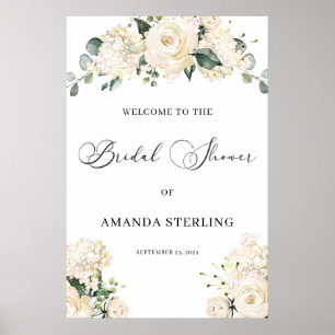 Poster Símbolo de boas-vindas da White Roses hydrangeas 