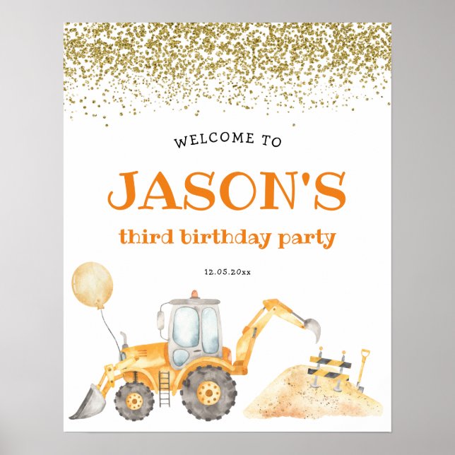 Poster Símbolo de Boas-vindas de Aniversário da Construçã (Frente)