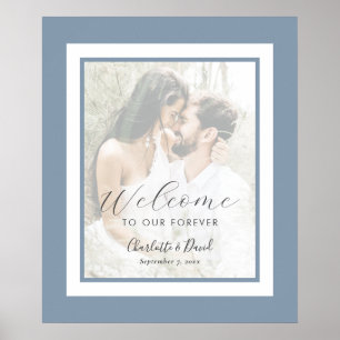 Poster Símbolo de boas-vindas do casamento azul Elegante