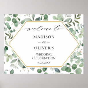 Poster Símbolo de Boas-vindas do Casamento Chic Eucalypt