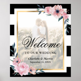 Poster Símbolo de boas-vindas do casamento de fotos flore