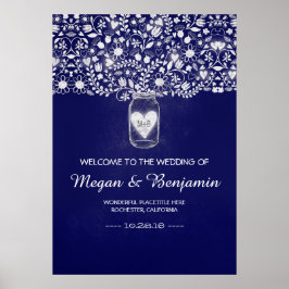 Póster Símbolo de Boas-vindas do Casamento de Mason Jar F