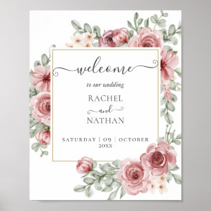 Poster Símbolo de Boas-vindas do Casamento Dourado Floral
