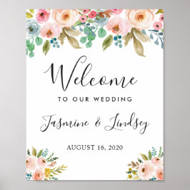 Poster Símbolo de Boas-vindas do Casamento Floral de Wate