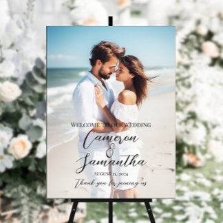 Poster Símbolo de boas-vindas do casamento fotográfico mo