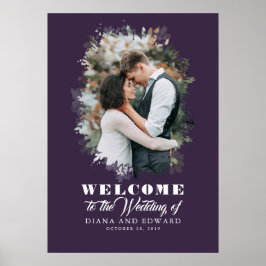Poster Símbolo de boas-vindas do casamento romântico roxo