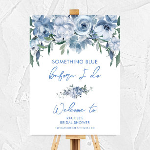 Poster Símbolo de boas-vindas do Chá de panela Azul Flora