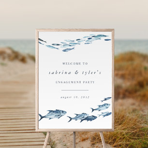 Poster Símbolo de Boas-vindas do Evento Peixe de Cor Azul