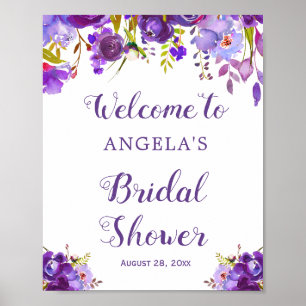 Póster Símbolo de Boas-vindas do Floral Roxo Ultra Viole
