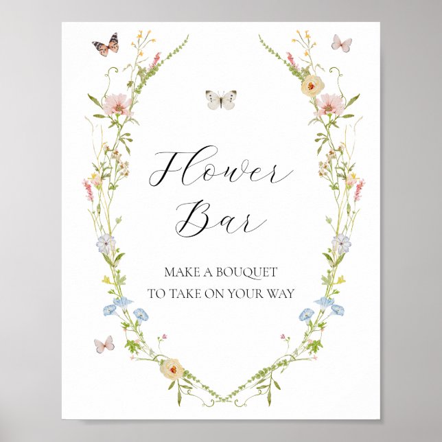 Poster Símbolo de Buquê de flor e borboletas Flor (Frente)