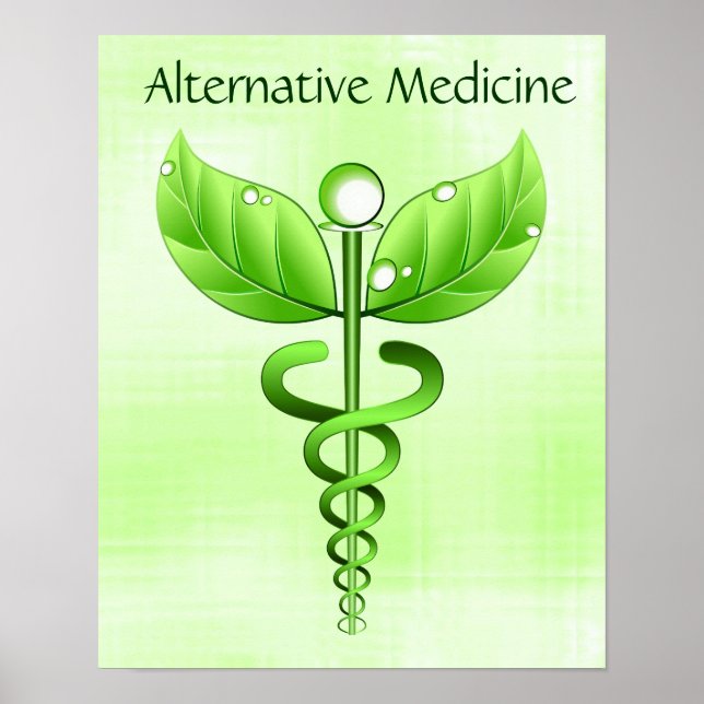 Póster Símbolo de Caduceus da Medicina Verde-Alternativo  (Frente)