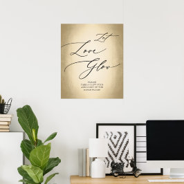 Poster Símbolo de caligrafia Dourado Deixe o amor brilhar