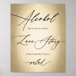 Poster Símbolo de Casamento da História de Amor com Álcoo