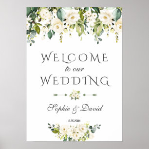 Poster Símbolo de Casamento das Flores Brancas Elegantes