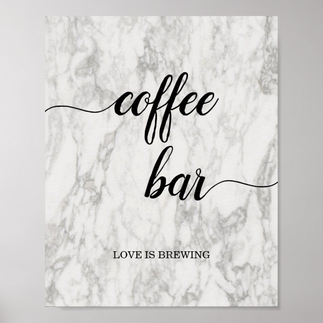 Poster Símbolo de Casamento de Bar de Café, Script de Cal (Frente)