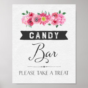 Poster Símbolo de Casamento de Bar Floral de Candy com Aq