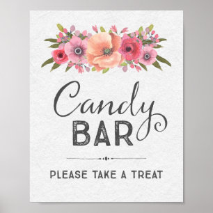 Póster Símbolo de Casamento de Bar Floral de Candy com Aq